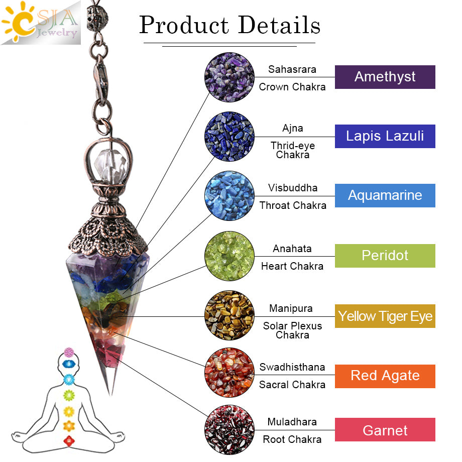 Chakra Healing Pendulum Crystals-Teresa&#39;s Fashionista LLC