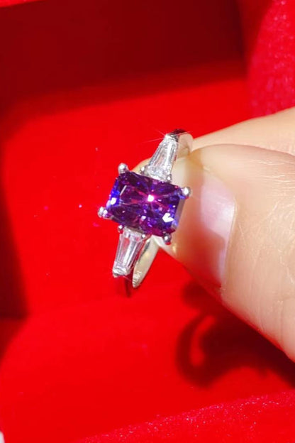 1 Carat Moissanite Platinum-Plated Rectangle Ring in Purple-Teresa&#39;s Fashionista LLC