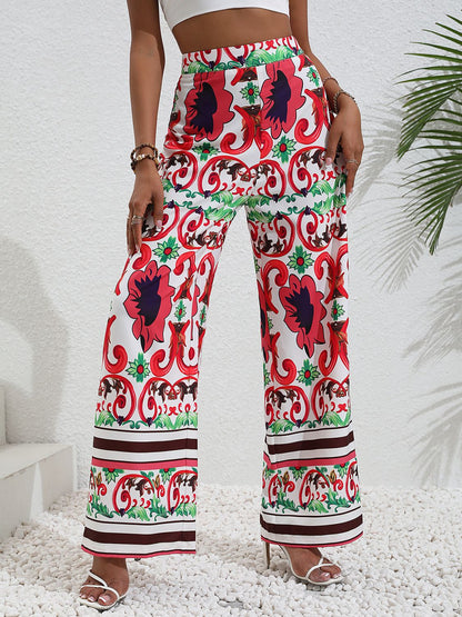 Printed High-Rise Wide Leg Pants-Teresa&#39;s Fashionista LLC