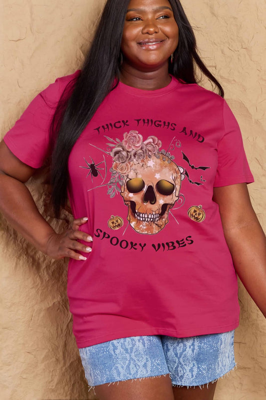 Simply Love Full Size THICK THIGHS AND SPOOKY VIBES Graphic Cotton T-Shirt-Teresa&#39;s Fashionista LLC