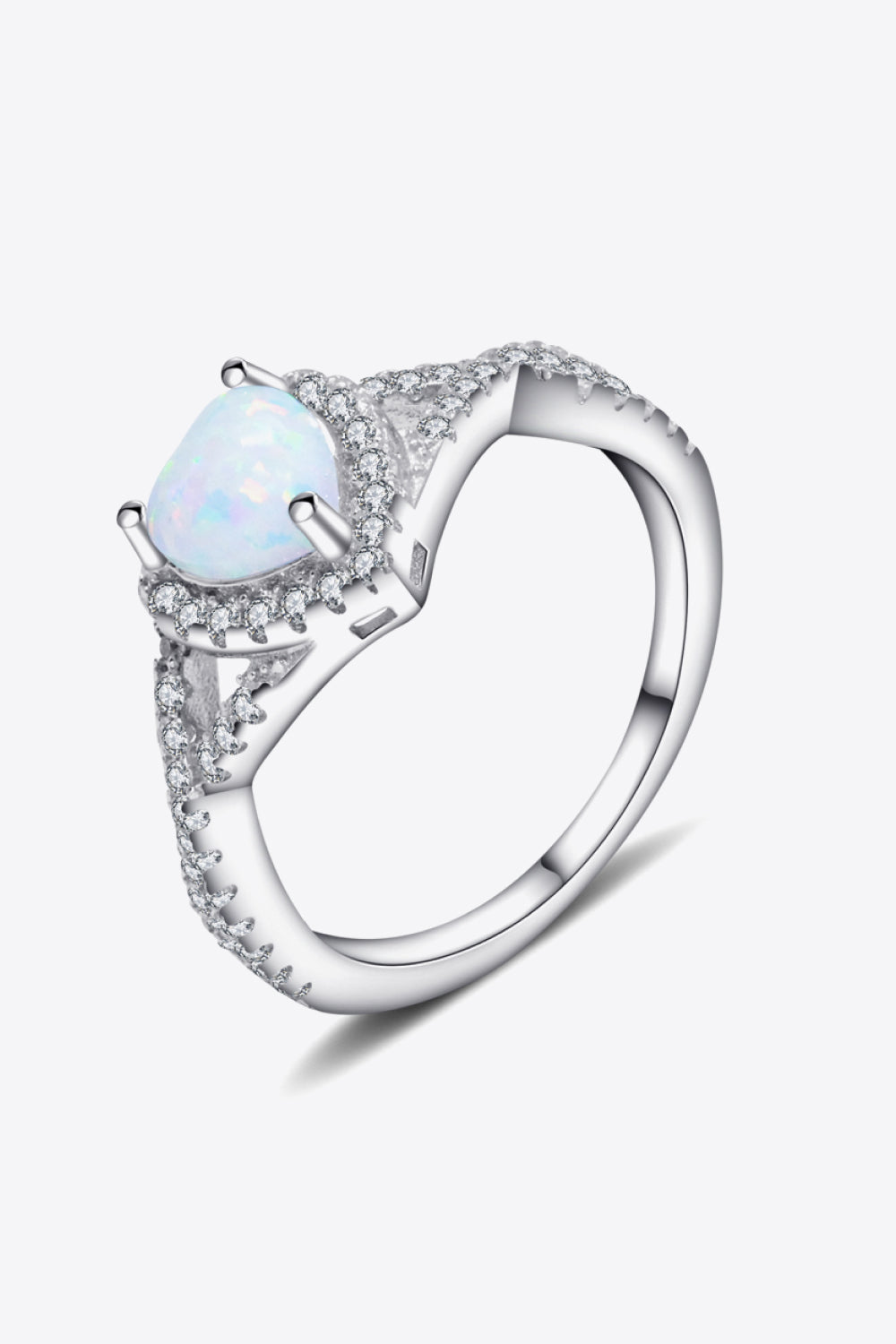 925 Sterling Silver Heart Opal Crisscross Ring-Teresa&#39;s Fashionista LLC