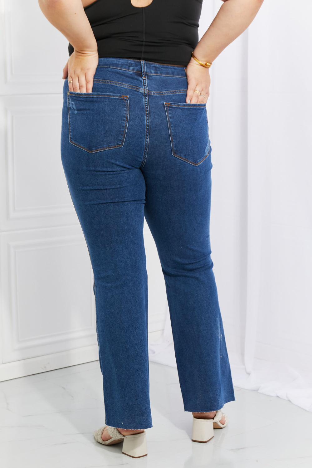 Judy Blue Ava Full Size Cool Denim Tummy Control Flare-Teresa&#39;s Fashionista LLC