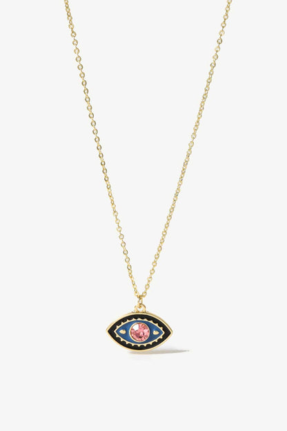 Evil Eye Pendant Gold Plated Chain Necklace-Teresa&#39;s Fashionista LLC