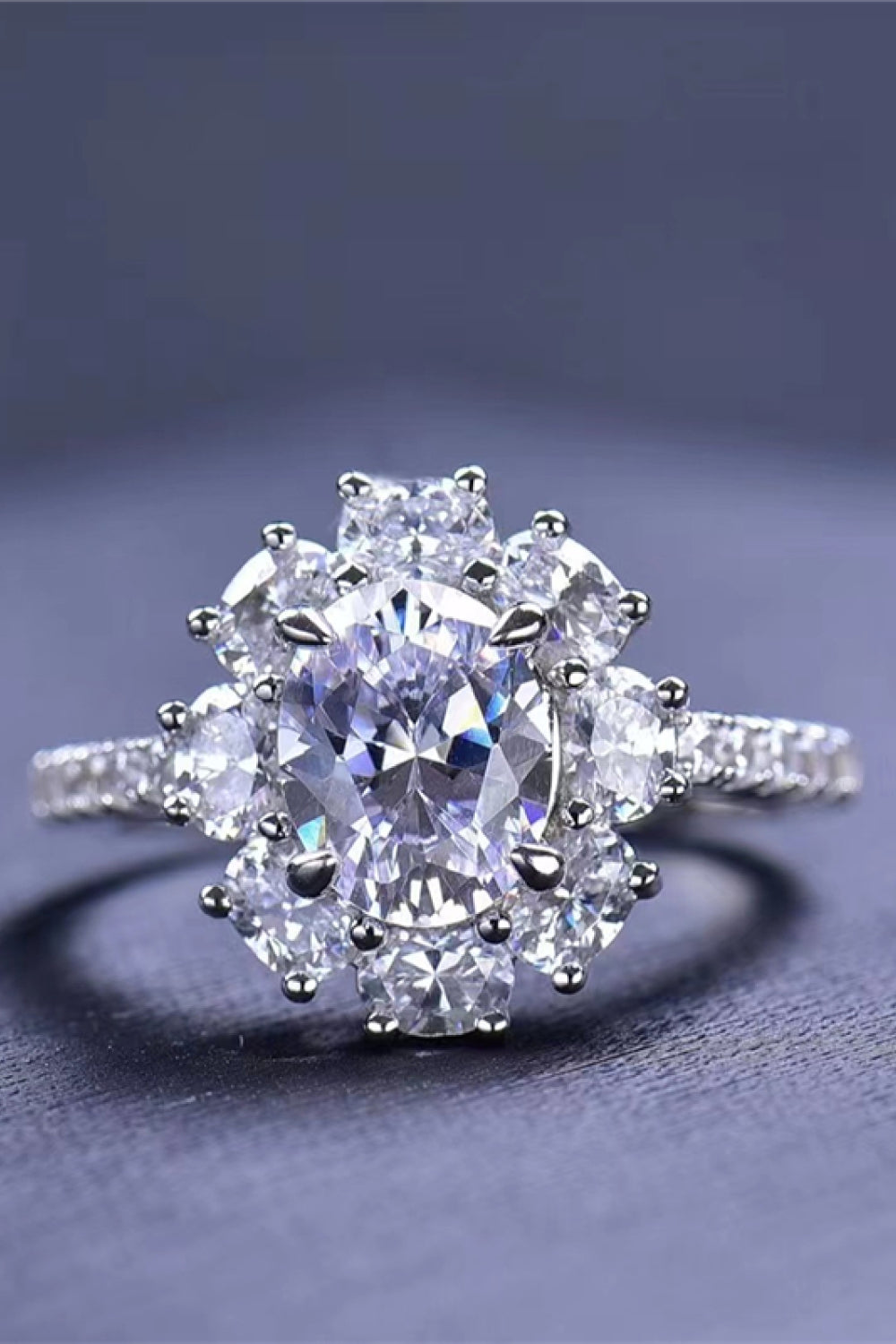 2 Carat Moissanite Floral 925 Sterling Silver Ring-Teresa&#39;s Fashionista LLC