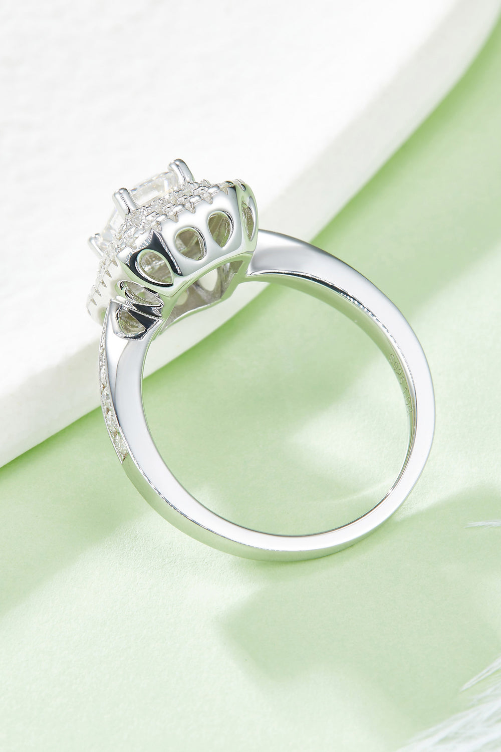 1 Carat Moissanite 925 Sterling Silver Side Stone Ring-Teresa&#39;s Fashionista LLC