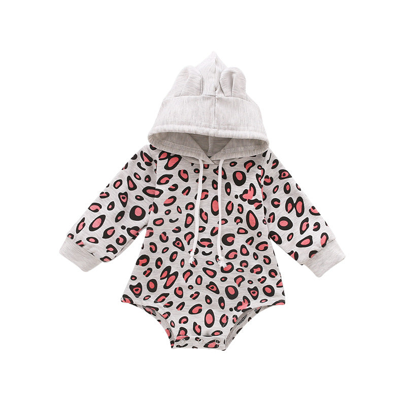 Baby Leopard Print Drawstring Hooded Bodysuit-Teresa&#39;s Fashionista LLC