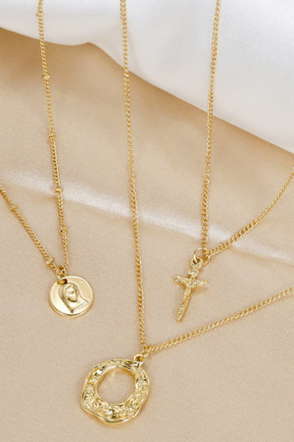 3-Piece 18K Gold-Plated Pendant Necklace-Teresa&#39;s Fashionista LLC