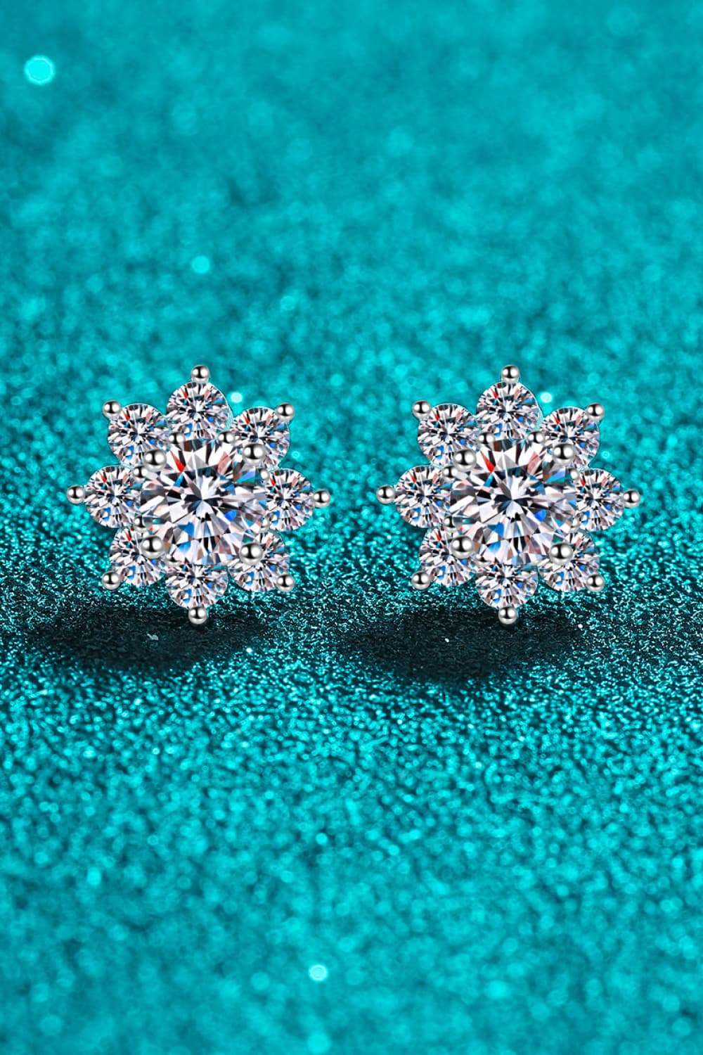 1 Carat Moissanite 925 Sterling Silver Flower Earrings-Teresa&#39;s Fashionista LLC