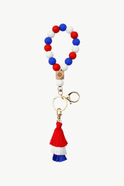 Contrast Tassel Silicone Bead Wristlet Key Chain-Teresa&#39;s Fashionista LLC