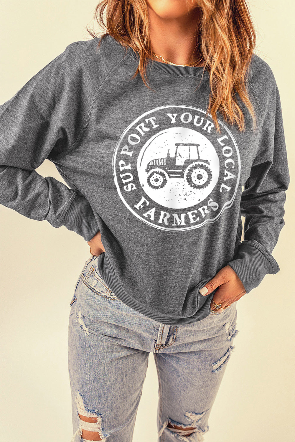 SUPPORT YOUR LOCAL FARMERS Graphic Sweatshirt-Teresa&#39;s Fashionista LLC