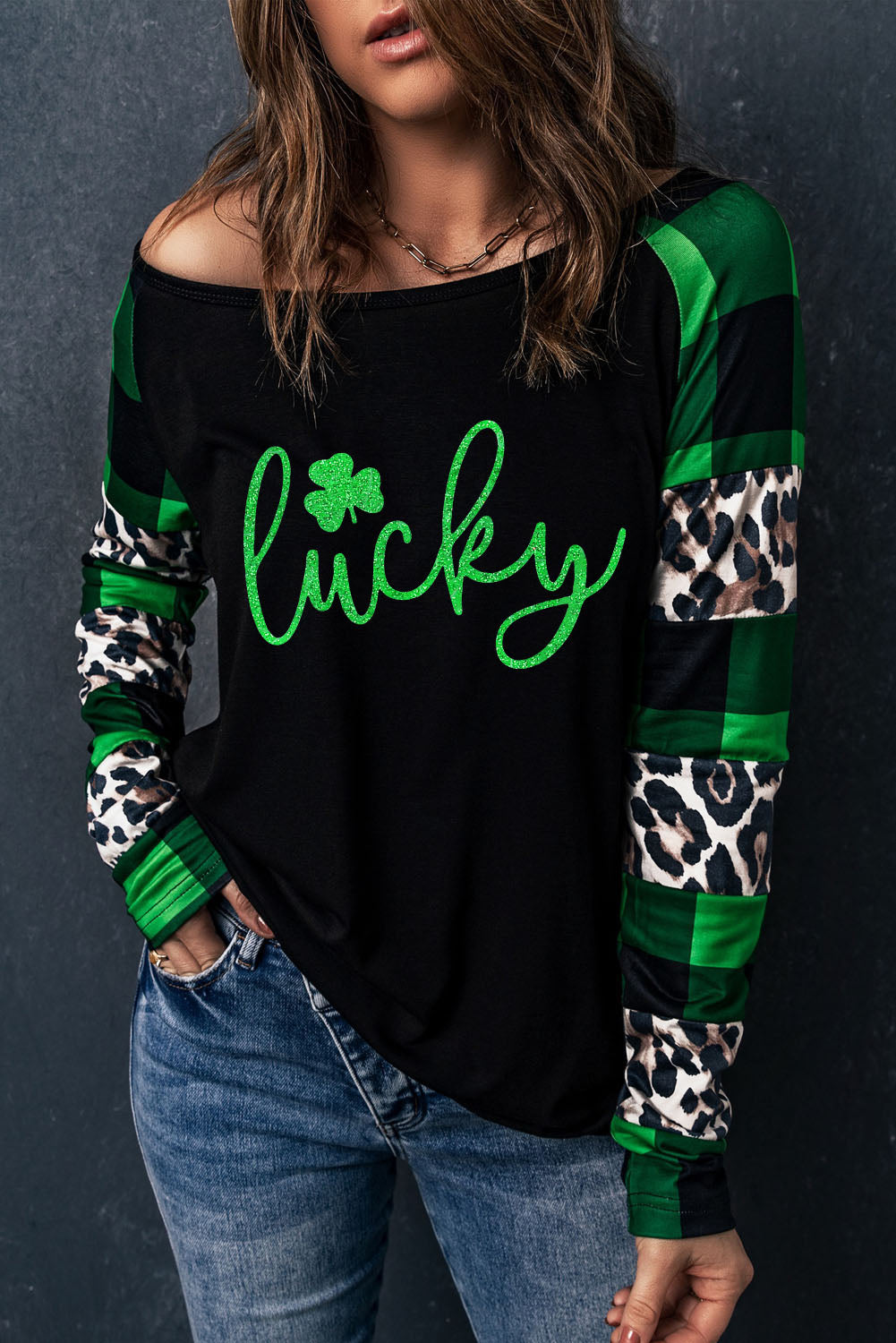 LUCKY Plaid Long Sleeve T-Shirt-Teresa&#39;s Fashionista LLC