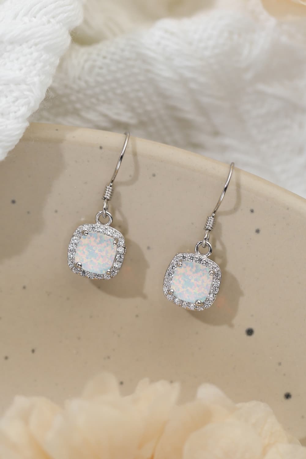 Opal Square Drop Earrings-Teresa&#39;s Fashionista LLC