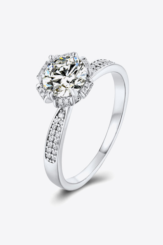 925 Sterling Silver 1 Carat Moissanite Ring-Teresa&#39;s Fashionista LLC