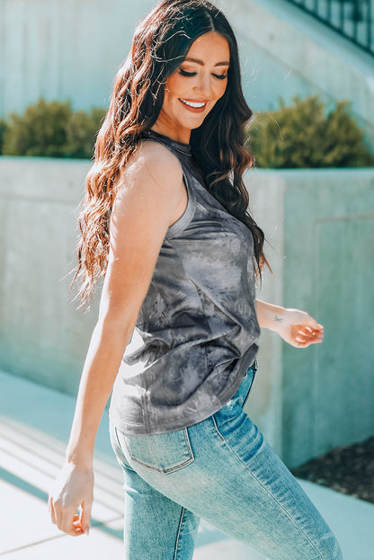 Tie-Dye Round Neck Tank-Teresa&#39;s Fashionista LLC