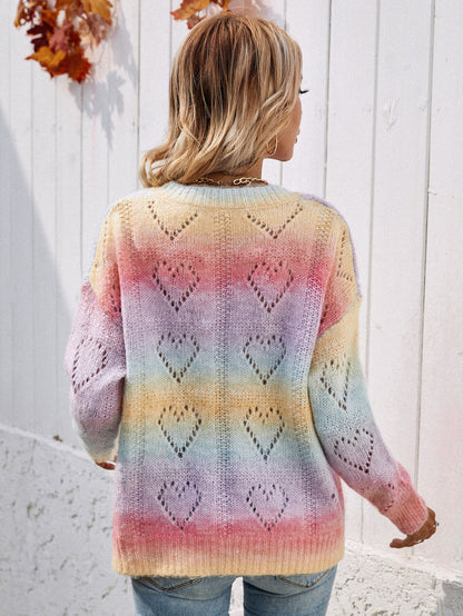 Tie-Dye V-Neck Drop Shoulder Pullover Sweater-Teresa&#39;s Fashionista LLC