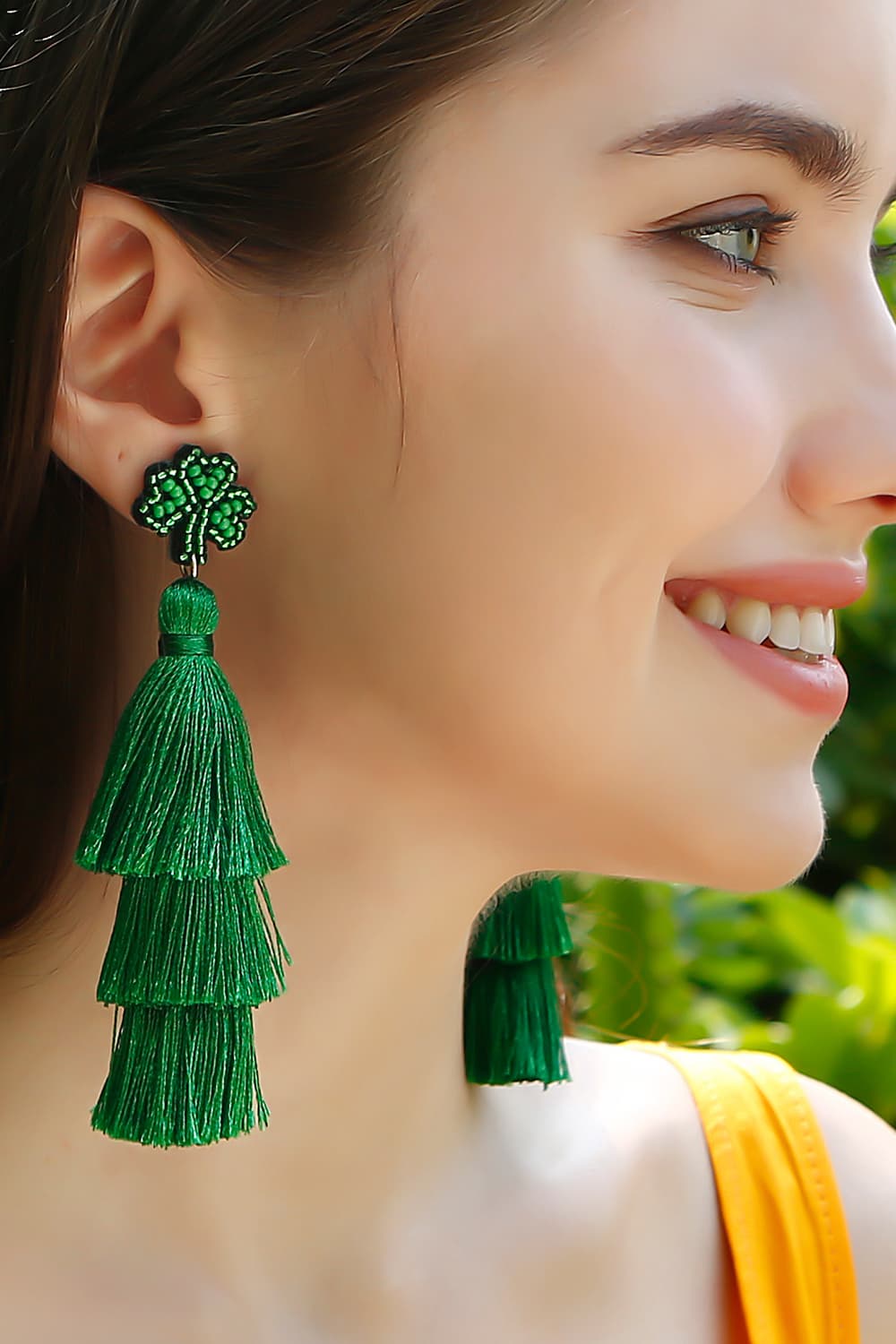 Shamrock Earrings with Tassel-Teresa&#39;s Fashionista LLC