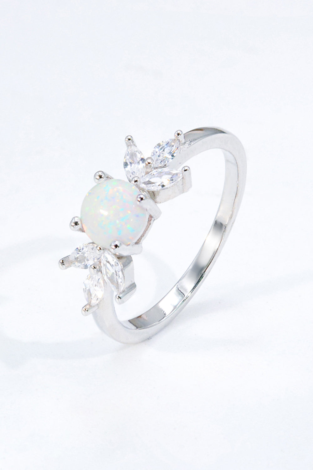 925 Sterling Silver Opal and Zircon Ring-Teresa&#39;s Fashionista LLC