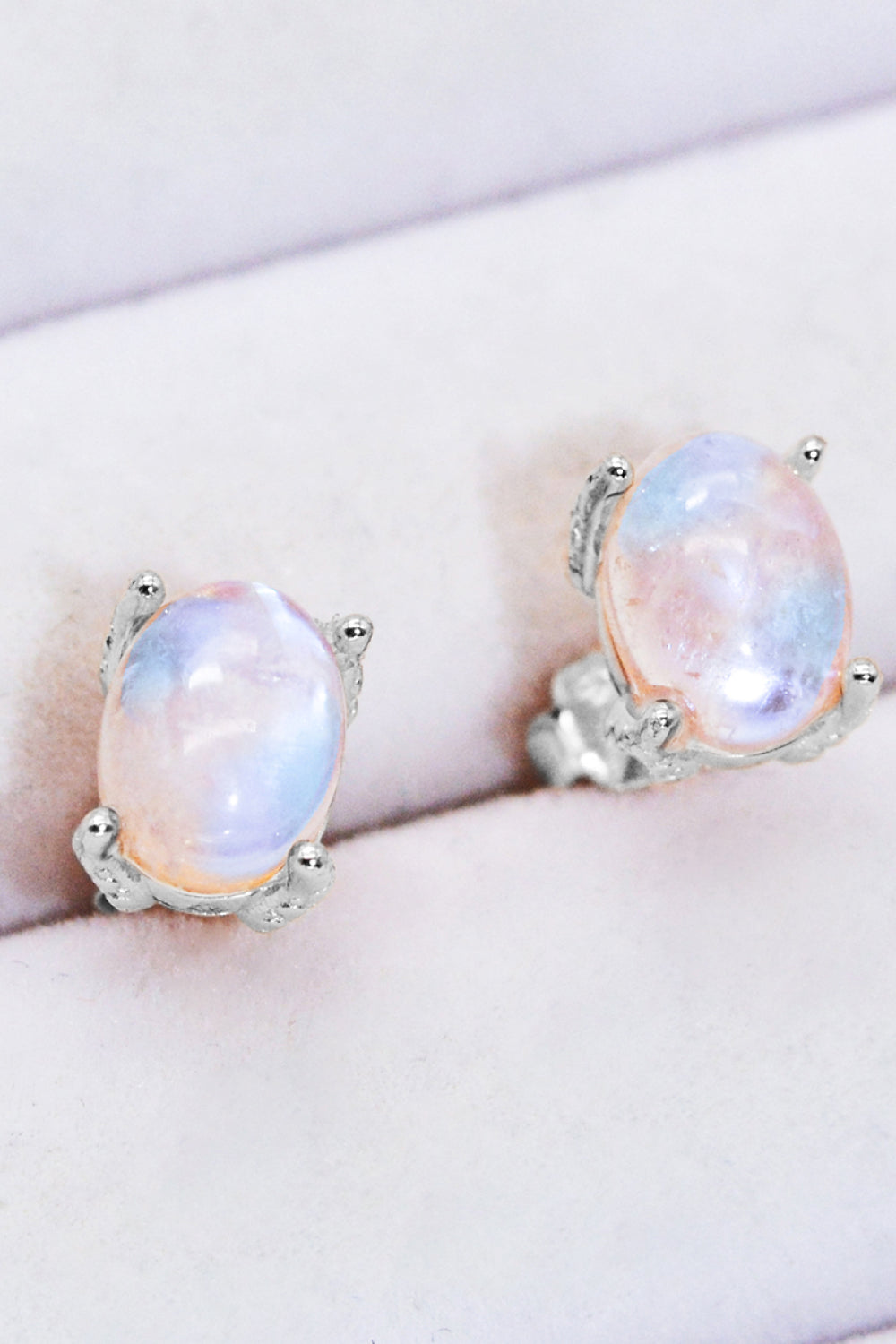 Natural Moonstone 4-Prong Stud Earrings-Teresa&#39;s Fashionista LLC