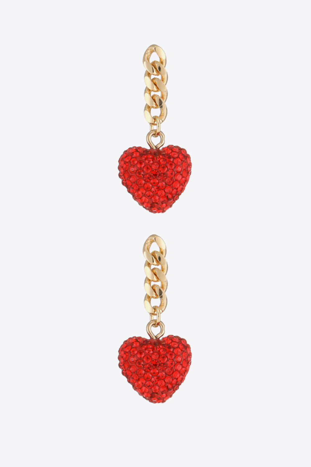 Rhinestone Heart Chain Drop Earrings-Teresa&#39;s Fashionista LLC