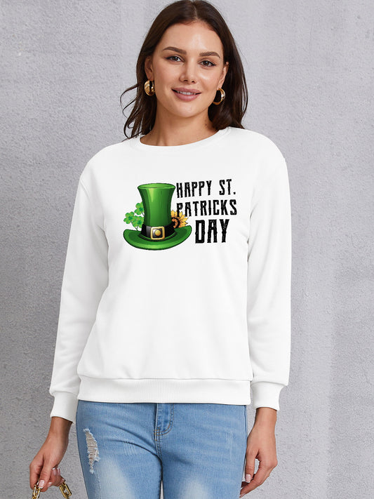 HAPPY ST. PATRICKS DAY Dropped Shoulder Sweatshirt-Teresa&#39;s Fashionista LLC