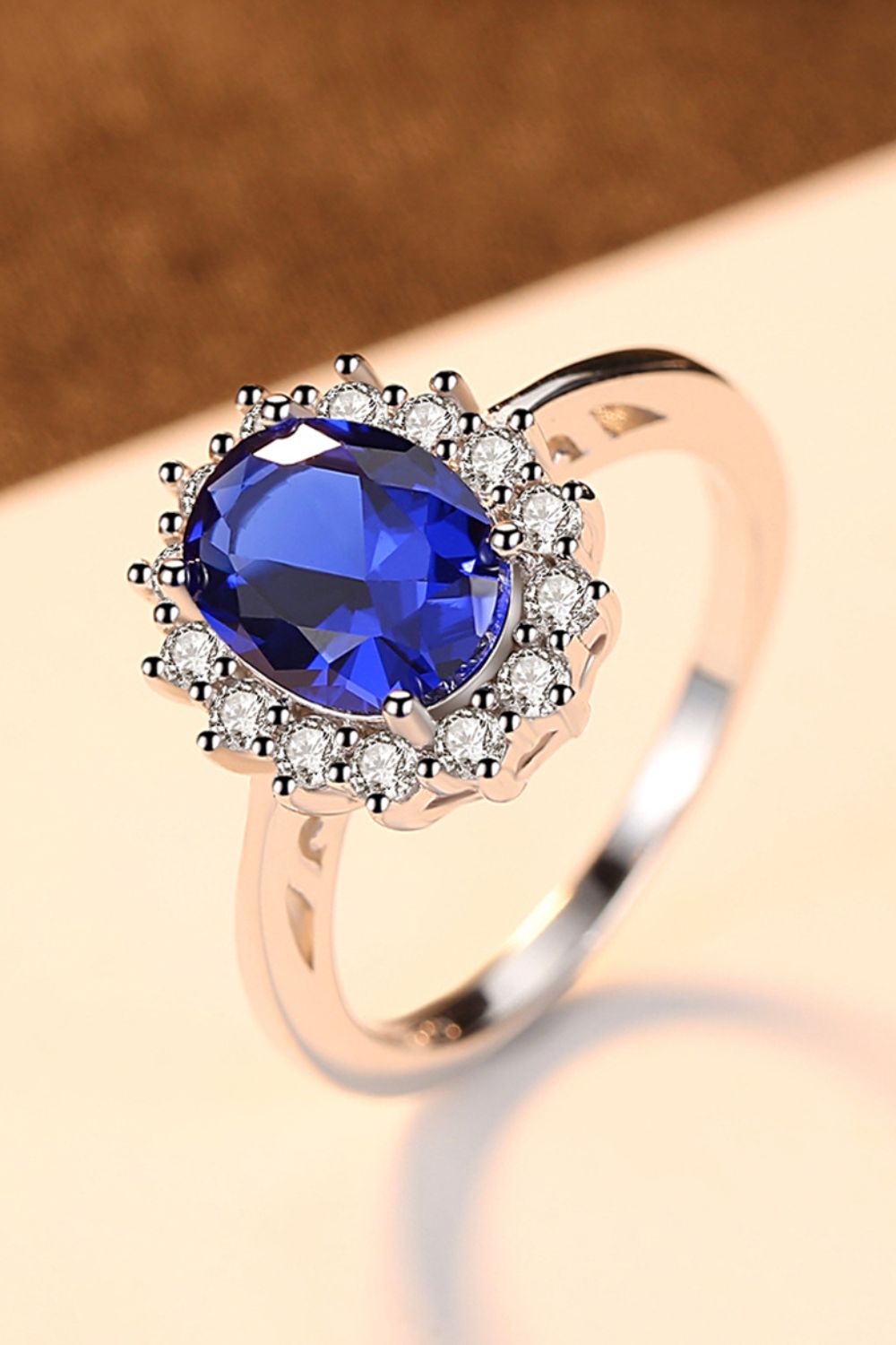 Synthetic Sapphire 925 Sterling Silver Ring-Teresa&#39;s Fashionista LLC