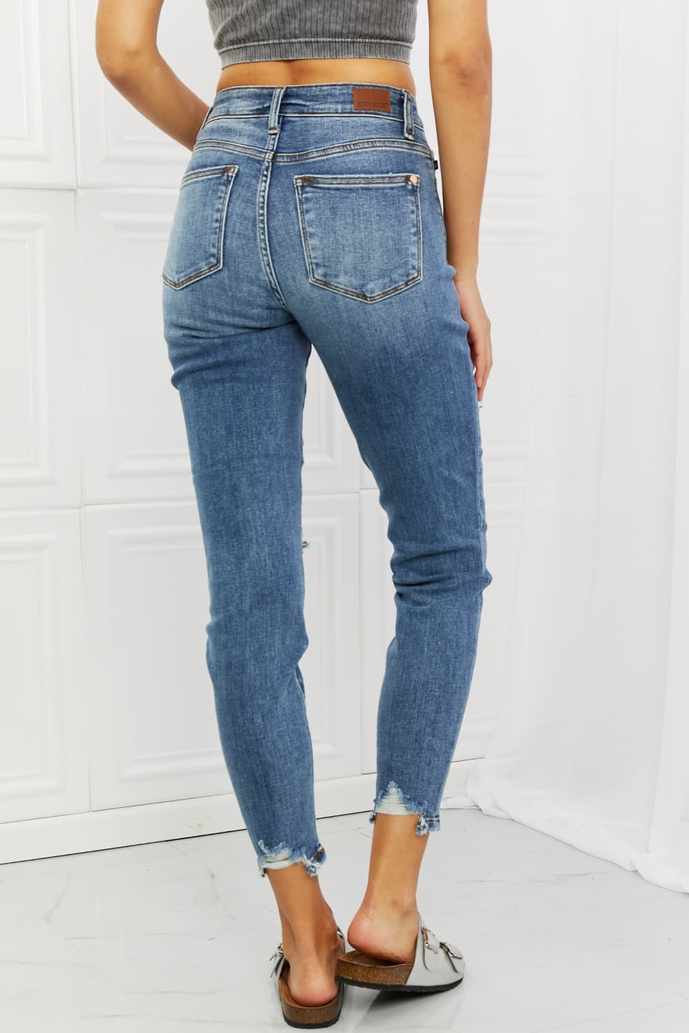 Judy Blue Dahlia Full Size Distressed Patch Jeans-Teresa&#39;s Fashionista LLC