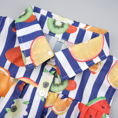 Fruit Striped Collared Sleeveless Shirt-Teresa&#39;s Fashionista LLC