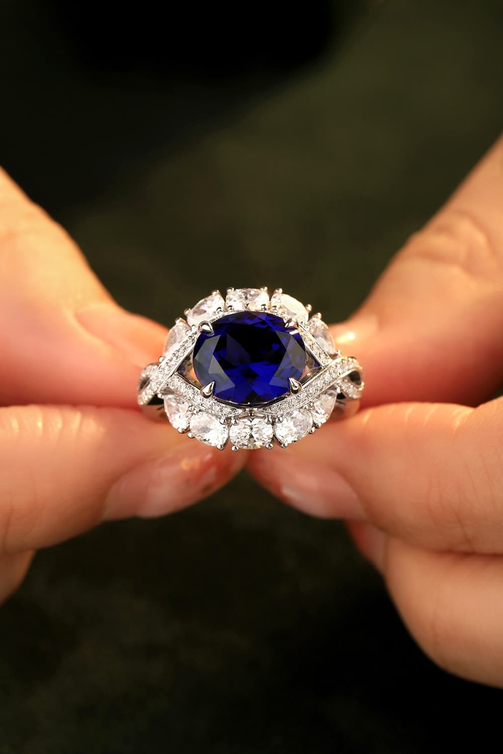 5 Carat Lab-Grown Sapphire Platinum-Plated Ring-Teresa&#39;s Fashionista LLC