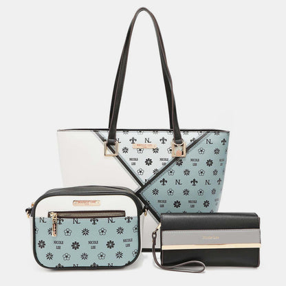 Nicole Lee USA 3-Piece Color Block Handbag Set-Teresa&#39;s Fashionista LLC