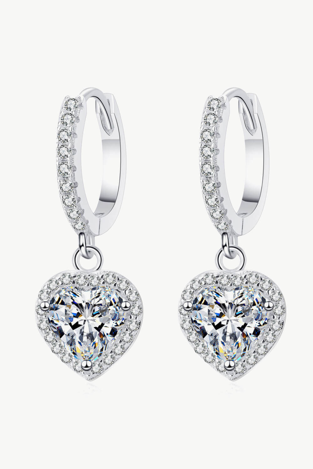 Moissanite Heart-Shaped Drop Earrings-Teresa&#39;s Fashionista LLC