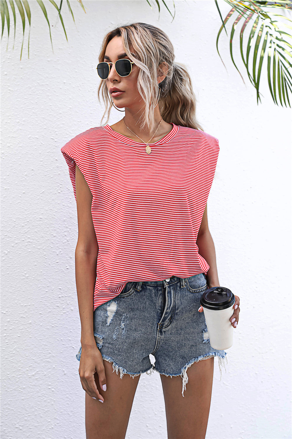 Round Neck Cap Sleeve Tee-Teresa&#39;s Fashionista LLC