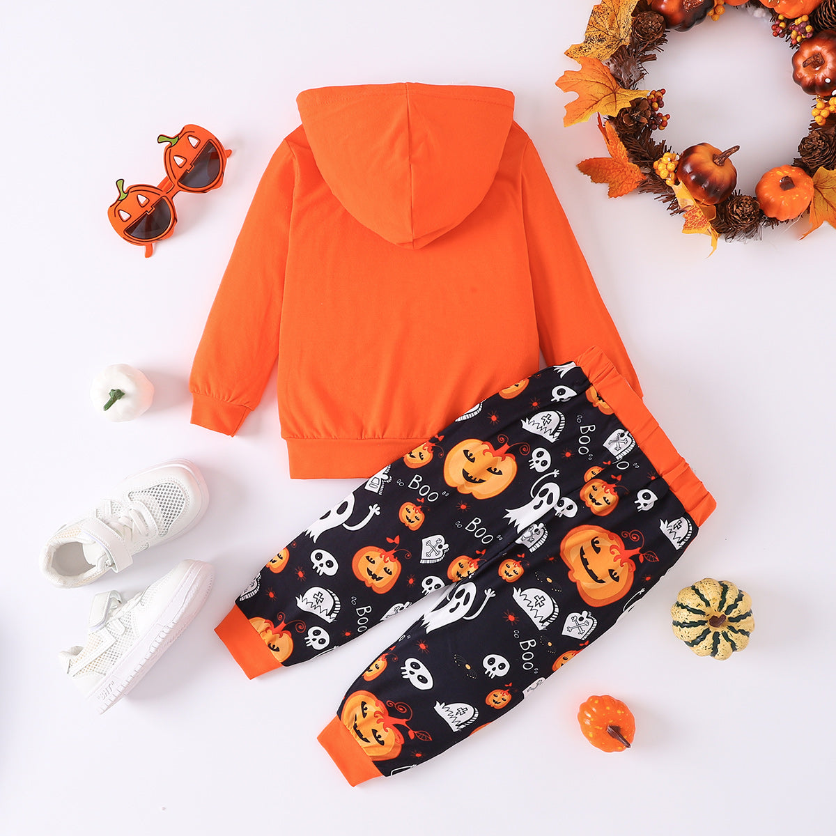 BOO Graphic Long Sleeve Hoodie and Printed Pants Set-Teresa&#39;s Fashionista LLC