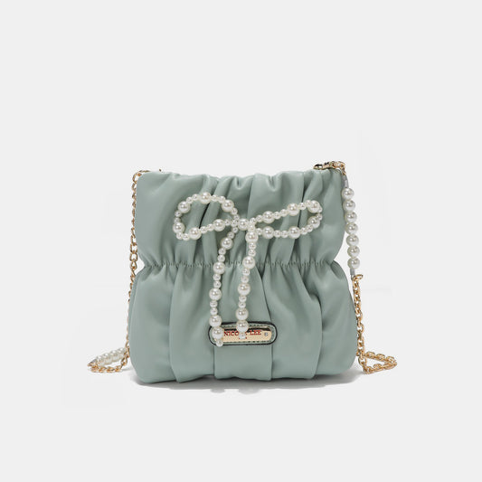 Nicole Lee USA Pearl Bow Chain Strap Purse-Teresa&#39;s Fashionista LLC