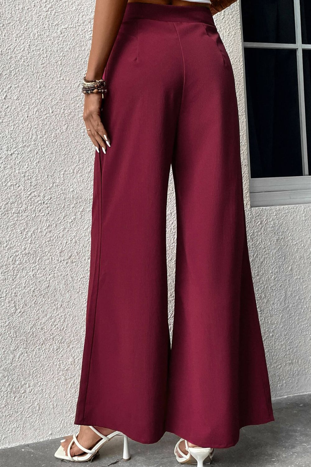 Tie Front Wide Leg Pants-Teresa&#39;s Fashionista LLC