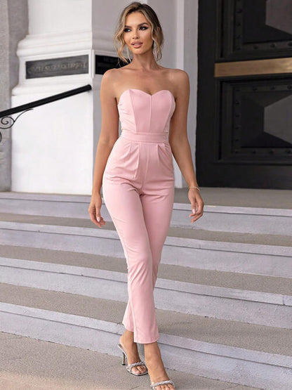 Sweetheart Neck Sleeveless Jumpsuit-Teresa&#39;s Fashionista LLC