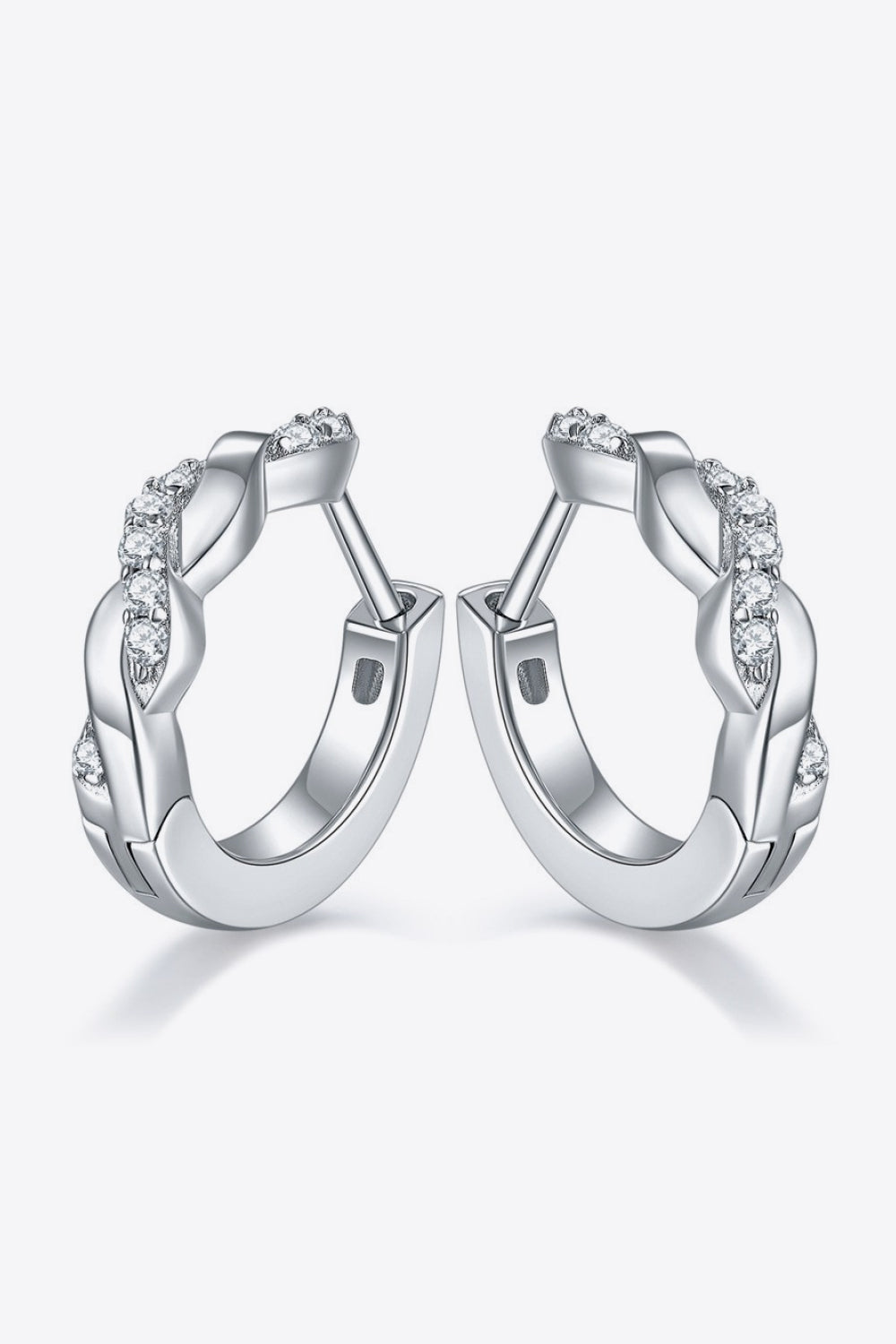 Moissanite Twisted Platinum-Plated Earrings-Teresa&#39;s Fashionista LLC