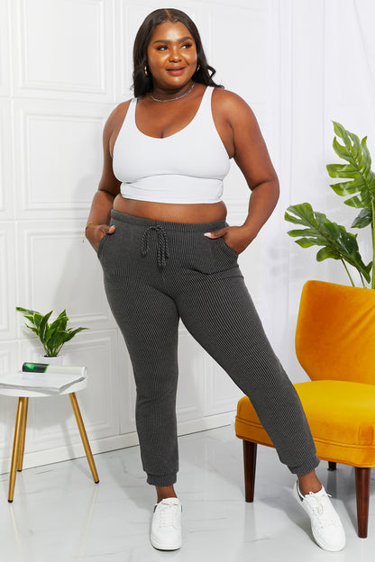 Blumin Apparel Full Size Easy Living Ribbed Joggers-Teresa&#39;s Fashionista LLC