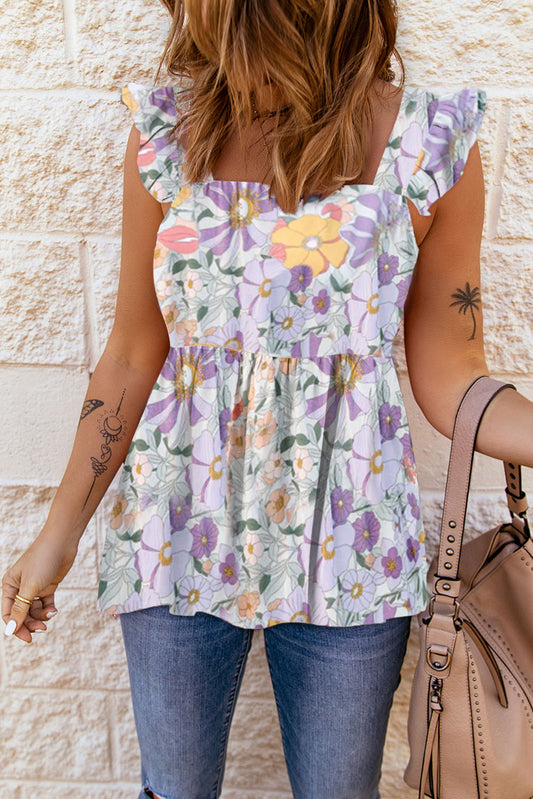 Floral Square Neck Babydoll Top-Teresa&#39;s Fashionista LLC