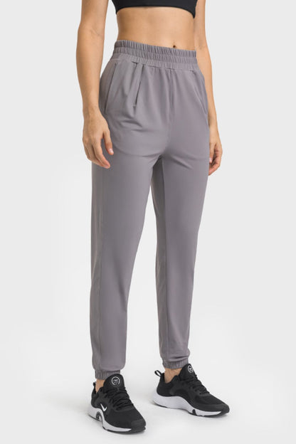 Elastic Waist Yoga Joggers with Pockets-Teresa&#39;s Fashionista LLC