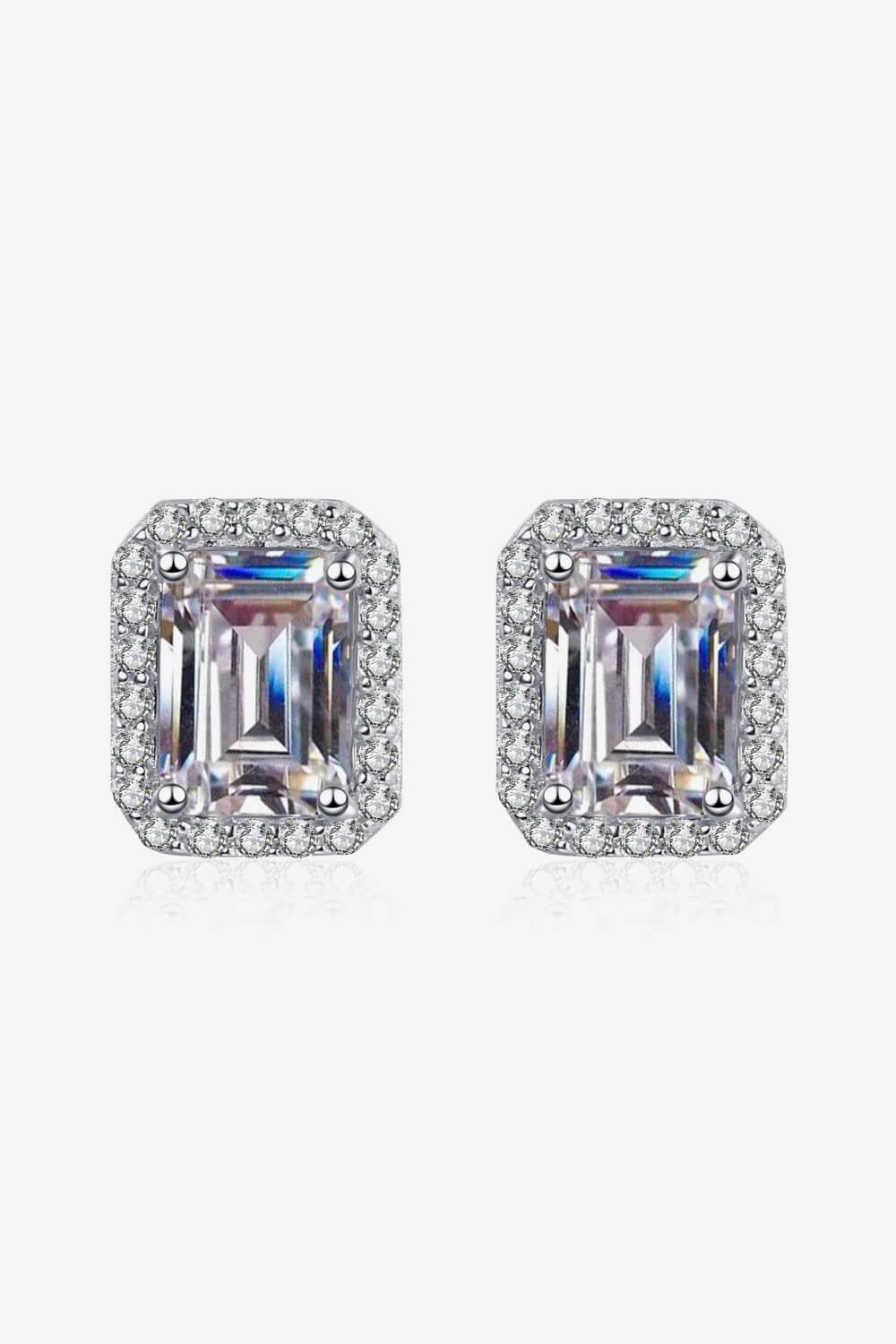 1 Carat Moissanite Rhodium-Plated Square Stud Earrings-Teresa&#39;s Fashionista LLC