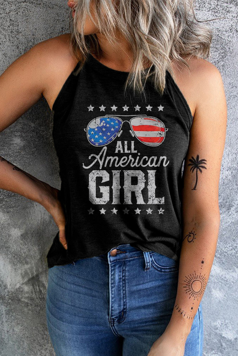 ALL AMERICAN GIRL Graphic Tank-Teresa&#39;s Fashionista LLC