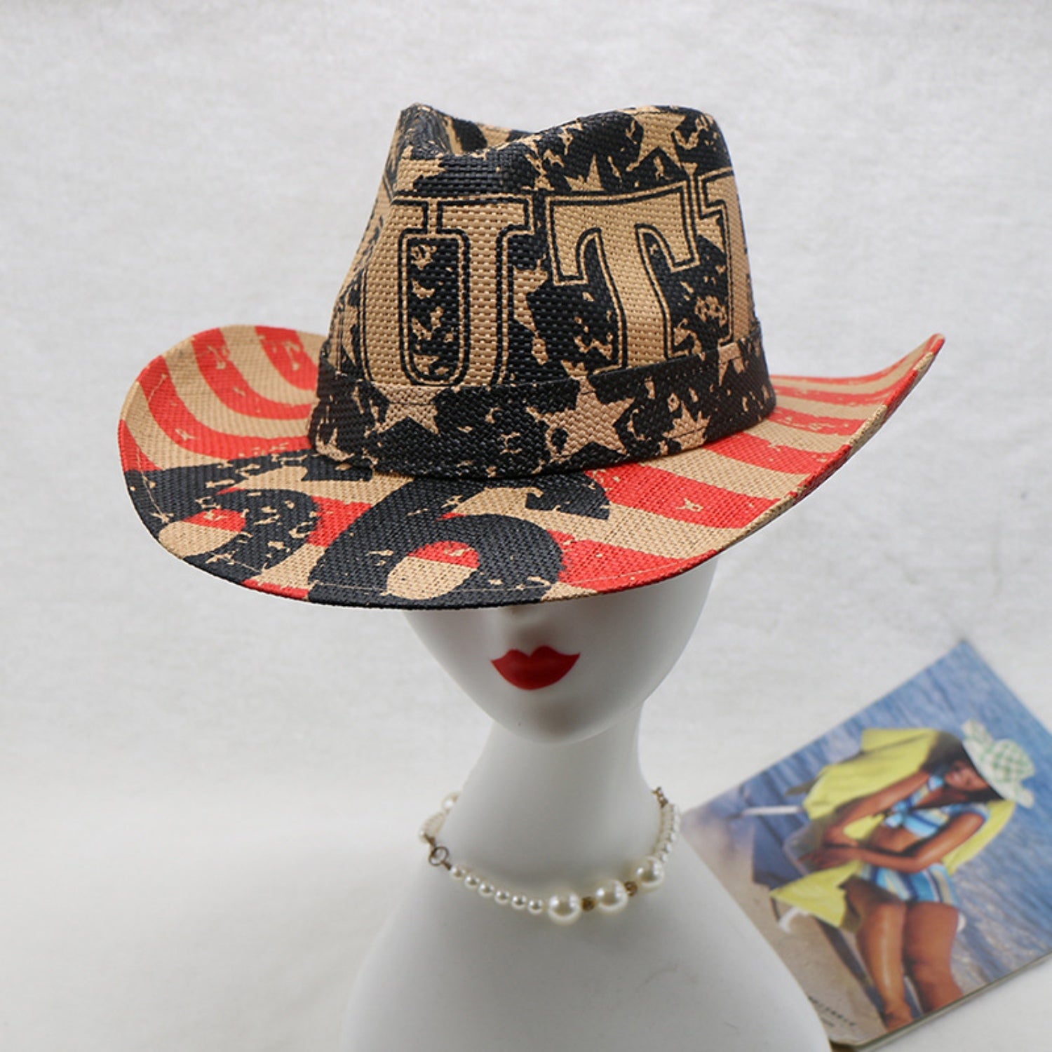 Printed Paper Cloth Wide Brim Hat-Teresa&#39;s Fashionista LLC