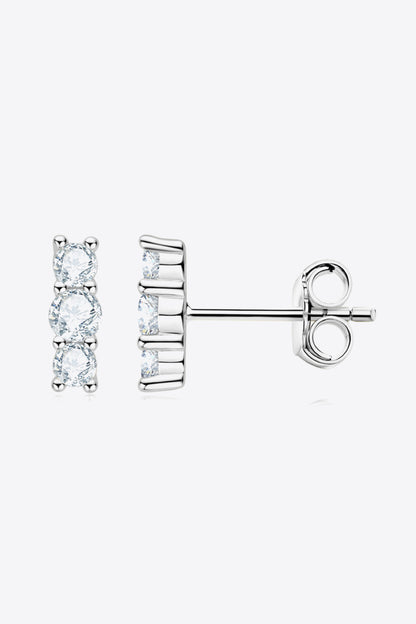 Heartbeat Rhythm 925 Sterling Silver Moissanite Stud Earrings-Teresa&#39;s Fashionista LLC