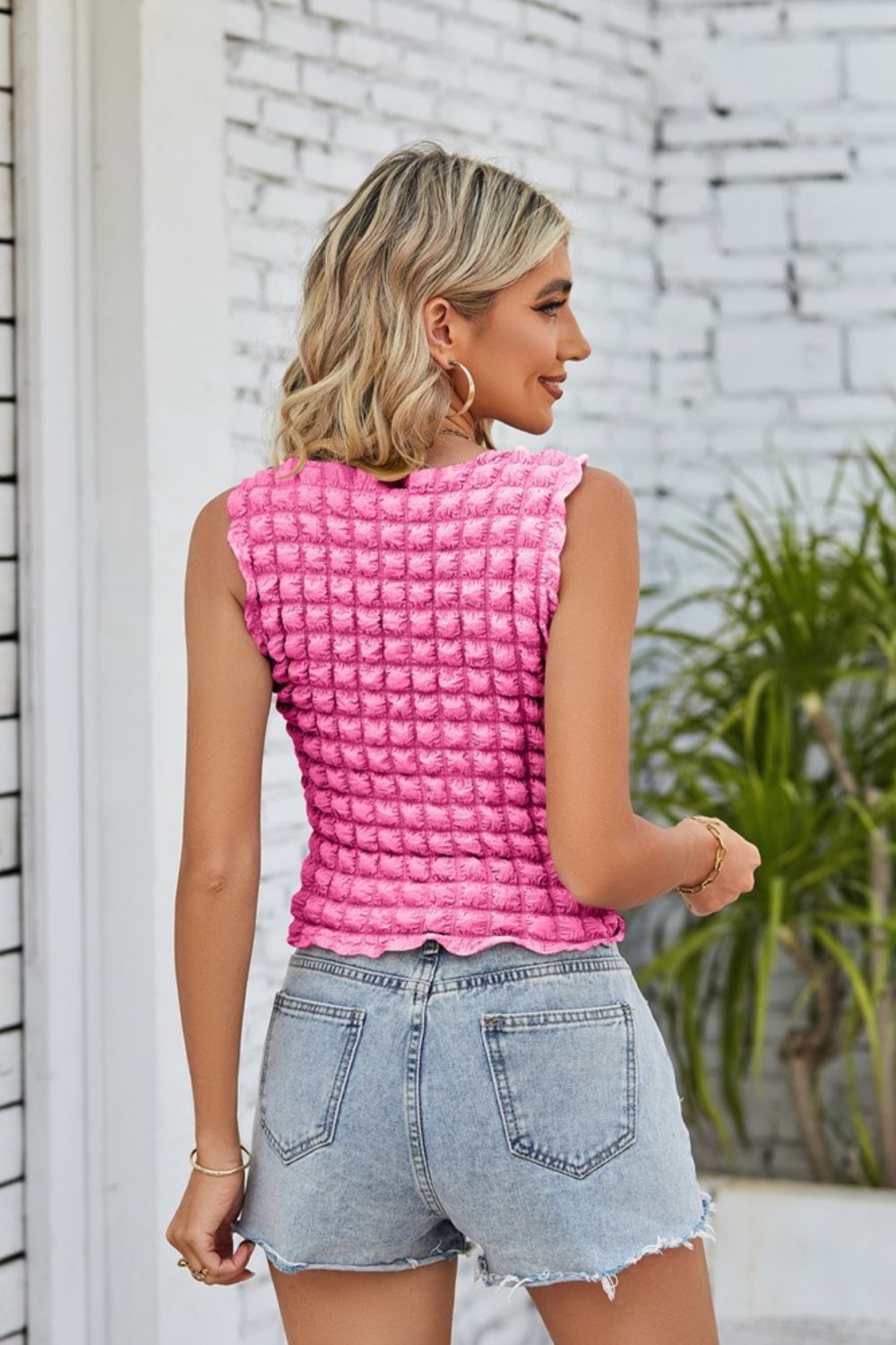 Textured Round Neck Tank-Teresa&#39;s Fashionista LLC