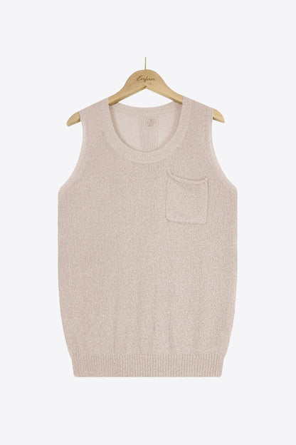 Buttoned Pocket Knit Tank-Teresa&#39;s Fashionista LLC