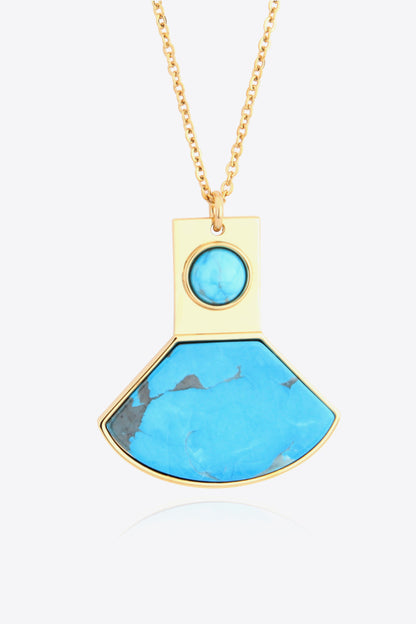 18K Gold Plated Turquoise Pendant Necklace-Teresa&#39;s Fashionista LLC