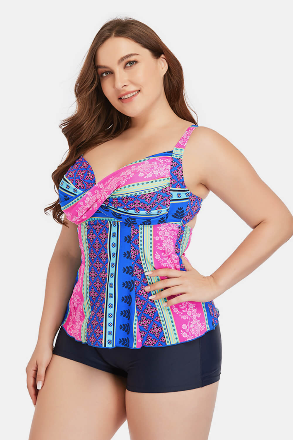 Plus Size Printed Crisscross Cutout Two-Piece Swim Set-Teresa&#39;s Fashionista LLC