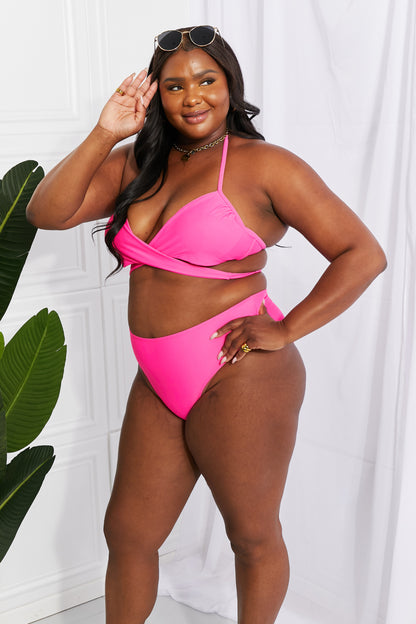 Marina West Swim Summer Splash Halter Bikini Set in Pink-Teresa&#39;s Fashionista LLC