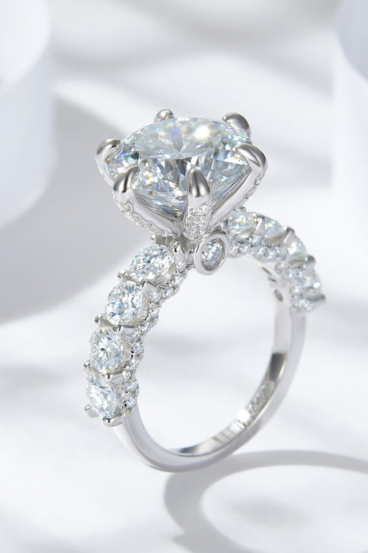 3-Carat Moissanite Platinum-Plated Side Stone Ring-Teresa&#39;s Fashionista LLC