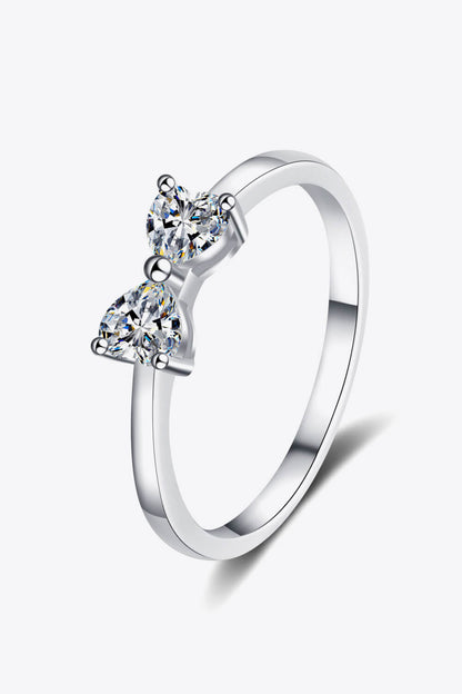 Moissanite Bow Rhodium-Plated Ring-Teresa&#39;s Fashionista LLC